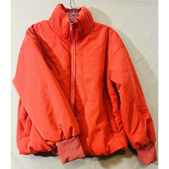 Medium Jackets & Blazers - Orange Puffer Jacket Womens  Zip Up Quilted Winter Coat Ribbed Cuffs Medium